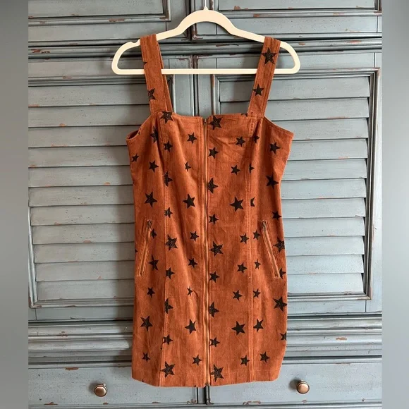Altar'd State | Dresses | Altard State Brown Corduroy Dress With Black  Stars | Poshmark